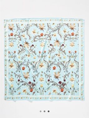 Trending! Anthropologie Blue Shell Coral 27” Neck Bag Hair Silky Scarf